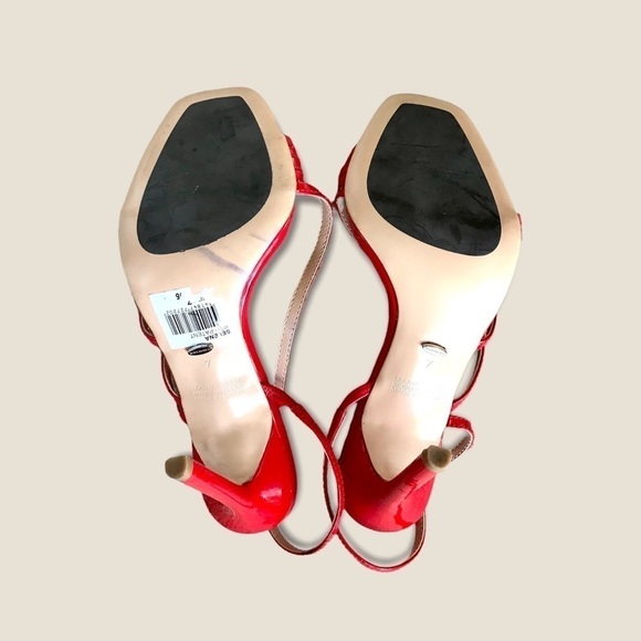 Revolve Tony Bianco Selena Heel Red Patent Leather Strappy Square Toe Stilettos - Picture 13 of 16